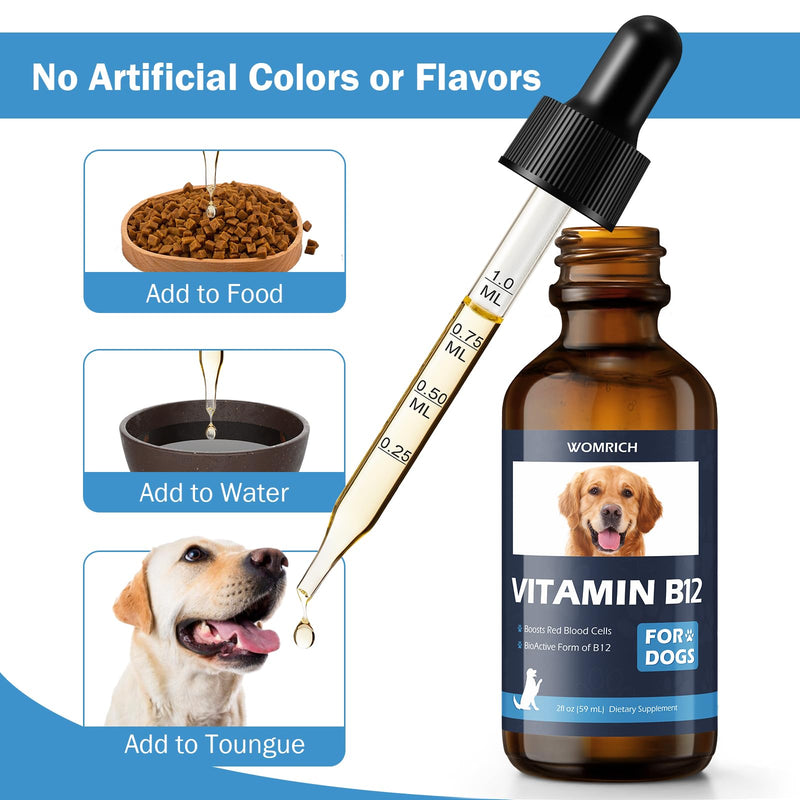 Vitamin B12 for Dogs | Methylcobalamin Supplement | Boosts Red Blood Cell Formation, Energy, Nervous System & Appetite | 2 fl oz Dropper | Vitamin Supplement for Dogs - PawsPlanet Australia
