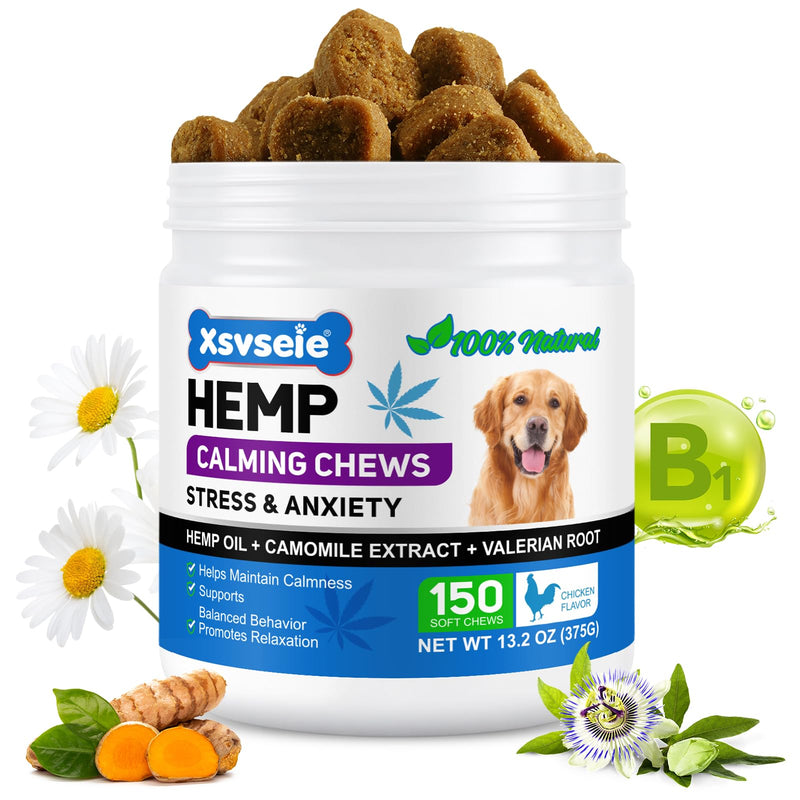 Dog Calming Treats for Anxiety Relief,150 Chicken Flavour Soft Chews for Dogs,Natural Stress Relief & Relaxation Support,Help Reduce Barking,Hyperactivity,Separation Anxiety & Sleep Aid for All Breeds