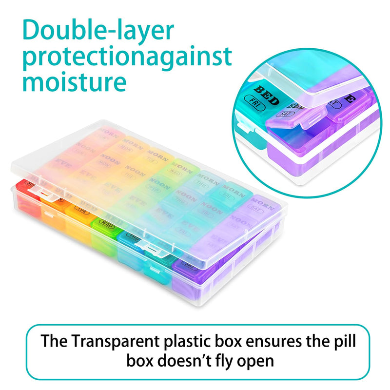 XL Large Weekly Pill Organizer 4 Times a Day, 7-Day Pill Boxes AM PM, Big Compartments Pill Case, Monthly Medication Organizer 28 Days Dispenser for Fish Oils, Vitamin Holder Supplement White - BeesActive Australia