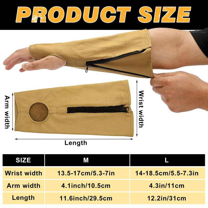 Suhine 2 Pairs Leather Arm Guards Leather Welding Work Sleeves Cut Resistant Arm Protectors for Thin Skin Bruising Men Women(Large) Large