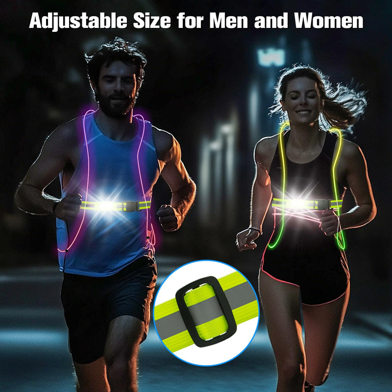 LED Reflective Running Vest for Women and Men, Safety USB Rechargeable Reflective Gear for Night Runners, Bikers, and Walkers Green - BeesActive Australia