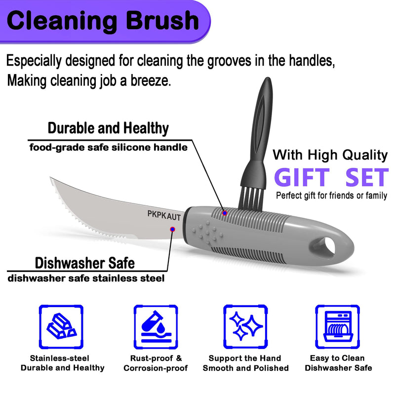 Weighted Parkinsons Utensils for Hand Tremors, Weighted Silverware for Parkinsons Patients Arthritic Hands, Built Up Utensils for Adults, Adaptive Eating Utensils for Disabled People Elderly 6-Piece Set Grey - BeesActive Australia