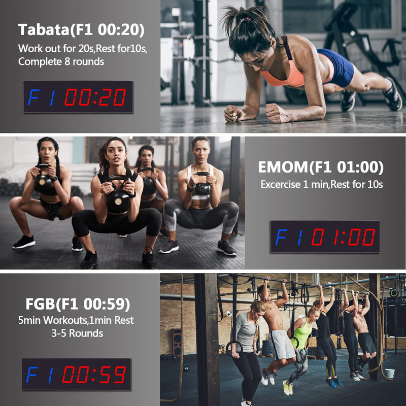 Gym Clock With Remote, 1.5" 1.8" Metal LED Timer, Crossfit Workout Stopwatch, Tabata Countdown for Home 1.5“ Metal & Remote Blue + Red - BeesActive Australia