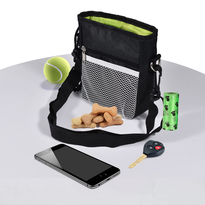 Dog Treat Pouch & Training Clicker - Waterproof Bag with Multiple Pockets, Adjustable Belt, Built-in Poop Dispenser & Hands-Free Carrying - Ideal for Walking, Outdoor Activities - Black Black(1 Pack) - BeesActive Australia
