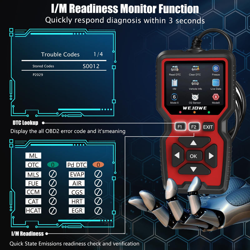 Upgraded OBD2 Scanner Diagnostic Tool, Check Engine Code Reader OBD2 Scanner with Reset, Mode 6, Mode 8 & I/M, Auto Check Engine Light Car Diagnostic Scan Tool for All OBDII Car Since 1996 - BeesActive Australia