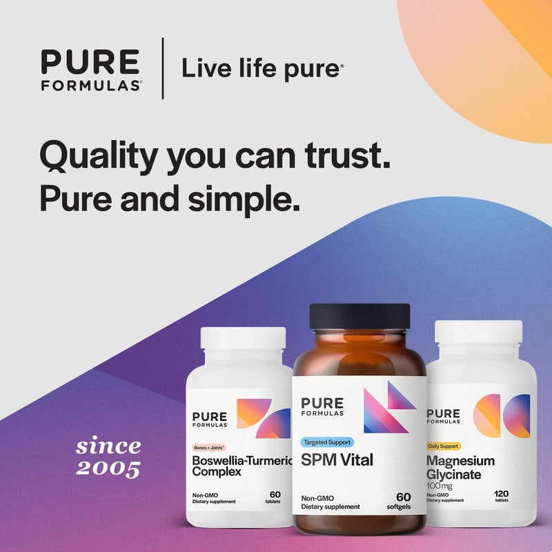 PureFormulas SPM Vital - 3 Active Specialized Pro-Resolving Mediators for Tissue Health & Minor Discomfort from SPM Fish Oil - Omega 3 Fatty Acids Supplement, Non-GMO 60 Softgels