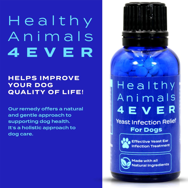 HealthyAnimals4Ever All-Natural Yeast Protection for Dogs - Effective Homeopathic Support for Yeast Infections - Preventive Care for Skin and Ear Health - 300 Dog Yeast Defense Tablets - PawsPlanet Australia