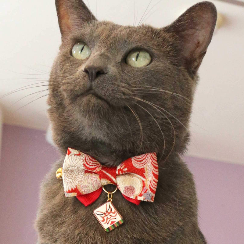 Necoichi Kabuki Charm Bow Tie Cat Collar (Red) Red - BeesActive Australia