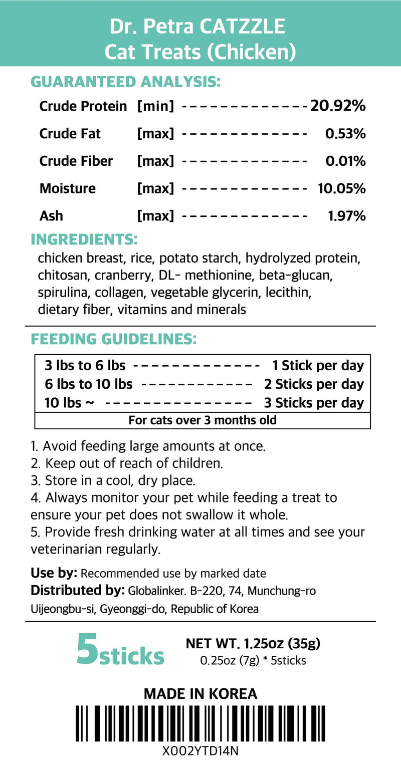 CATZZLE Cat Treats, Dental Chews for Indoor Cats, Cat Teeth Cleaning, Dental Care Snacks - Urinary Tract Health (Chicken Flavor), 5 Sticks (1.25 oz.) 1.25 Ounce (Pack of 1) - PawsPlanet Australia