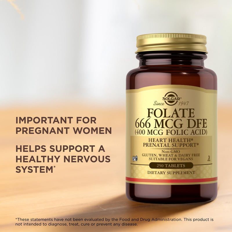 Solgar - Folic Acid, 400 mcg | Recommended before and during pregnancy · Promotes the formation of blood cells 250 Count (Pack of 1)