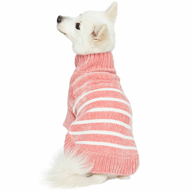Blueberry Pet Cozy Soft Chenille Classy Striped Dog Sweater in Dusty Rose, Back Length 16", Pink Clothes for Dogs 16 inch (Pack of 1) - BeesActive Australia