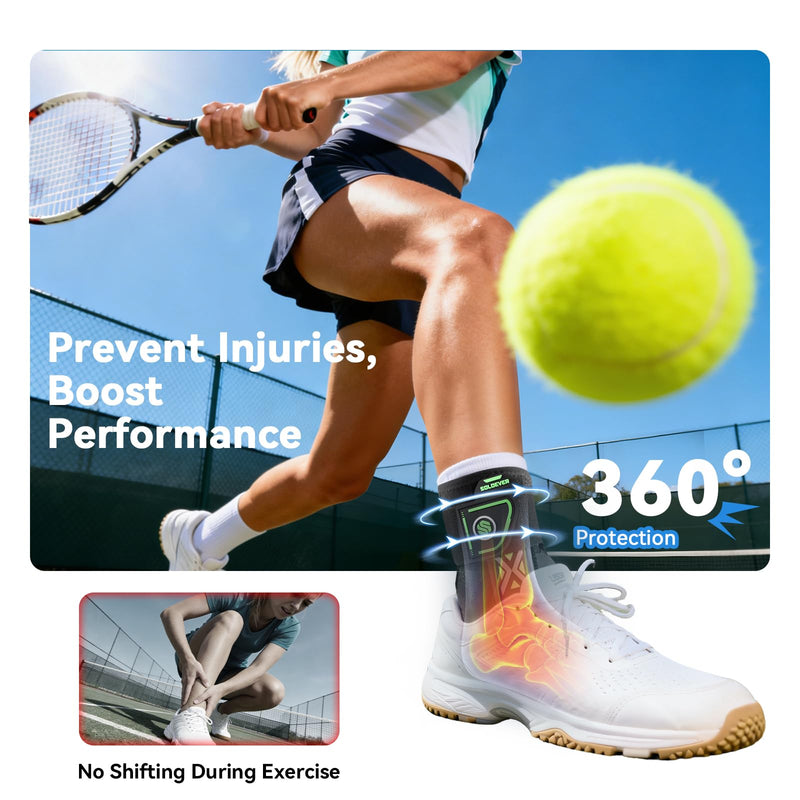 Upgraded Ankle Brace for Sprained Ankle [Stronger Support & Ultra Breathable] Ankle Support with Side Stabilizing Pads, Adjustable Quick Lace Up Ankle Stabilizer for Injury Recovery, Sports, Men&Women Black Medium