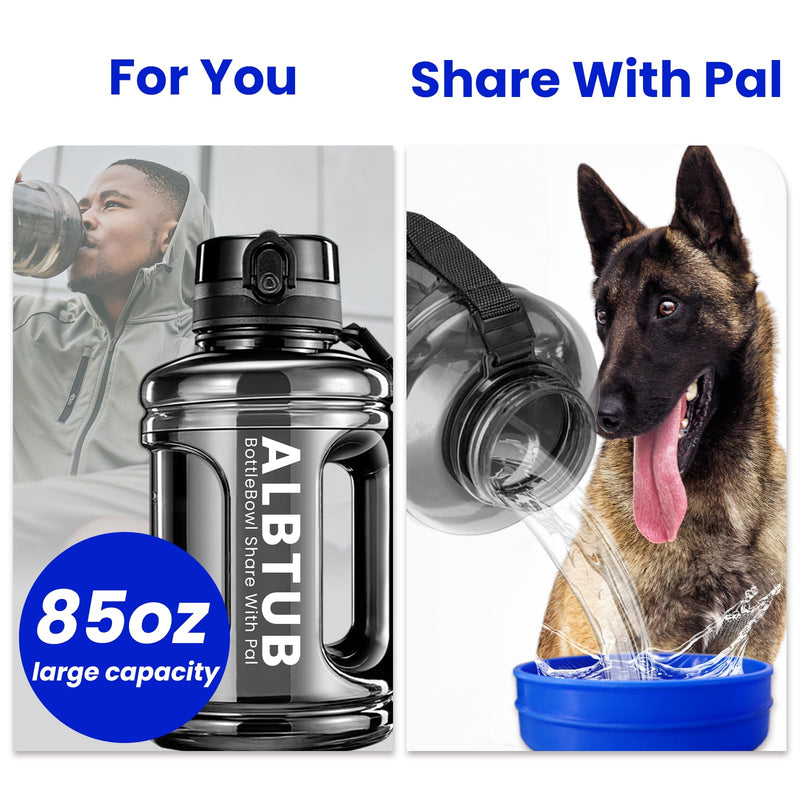 Large Dog Water Bottle for Hiking Beach Walking, 85OZ, Extra Large, Dog Water Bowl Dispenser Portable for Travel, Dog Park, Traveling, Outdoor Camping (Blue, 85oz) Blue - BeesActive Australia