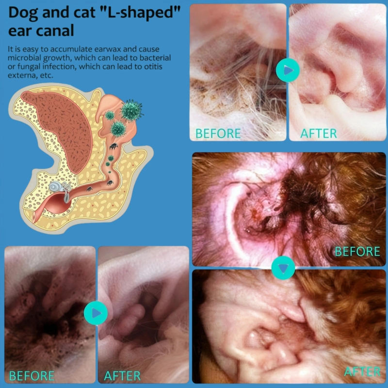 Cat & Dog Ear Cleaner Solution, Ear Mite Treatment for Dogs, Dog Ears Drops for Infection, Relieves Yeast Infections, Stops Odor, Soothes Scratching & Discomfort, Ears Care for Puppy and Cats
