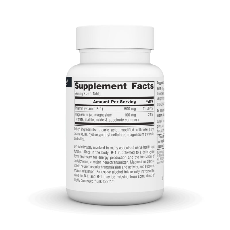 Source Naturals Vitamin B-1, Thiamin, 500mg - 50 Tablets | High Potency | Nerve Support* 1
