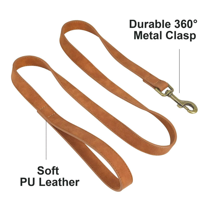 Didog Leather Dog Leash, Colorful Heavy Duty Dog Leash 4ft, Strong and Durable Leather Leash, Walking and Training Dog Leashes for Small Medium Dogs,Light Brown Light Brown - BeesActive Australia