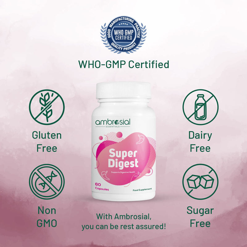 AMBROSIAL Super Digest Digestive Enzymes Supplement Pack of 1-60 Capsules 60 Count (Pack of 1)
