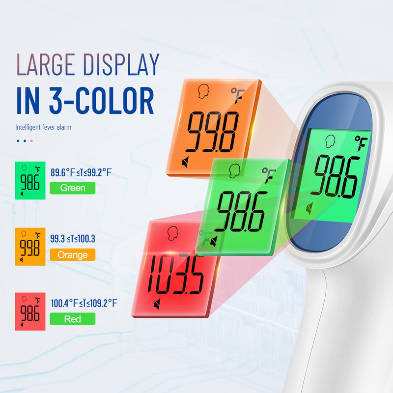 Forehead Thermometer for Adults and Kids, Digital Baby Thermometer with Fever Alarm, Fast Accurate Results, Home Medical & Nurse Essentials White