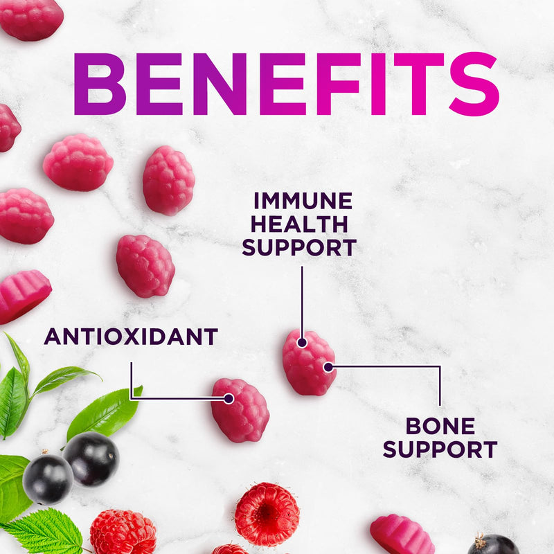 Zinc Gummies for Adults 50 mg - High Absorption Immune Health Support Gummy & Antioxidant Chewable Supplement, Zinc Vitamin for Men and Women, Vegan and Gluten Free, Mixed Berry Flavor - 120 Count 120 Count (Pack of 1) - BeesActive Australia