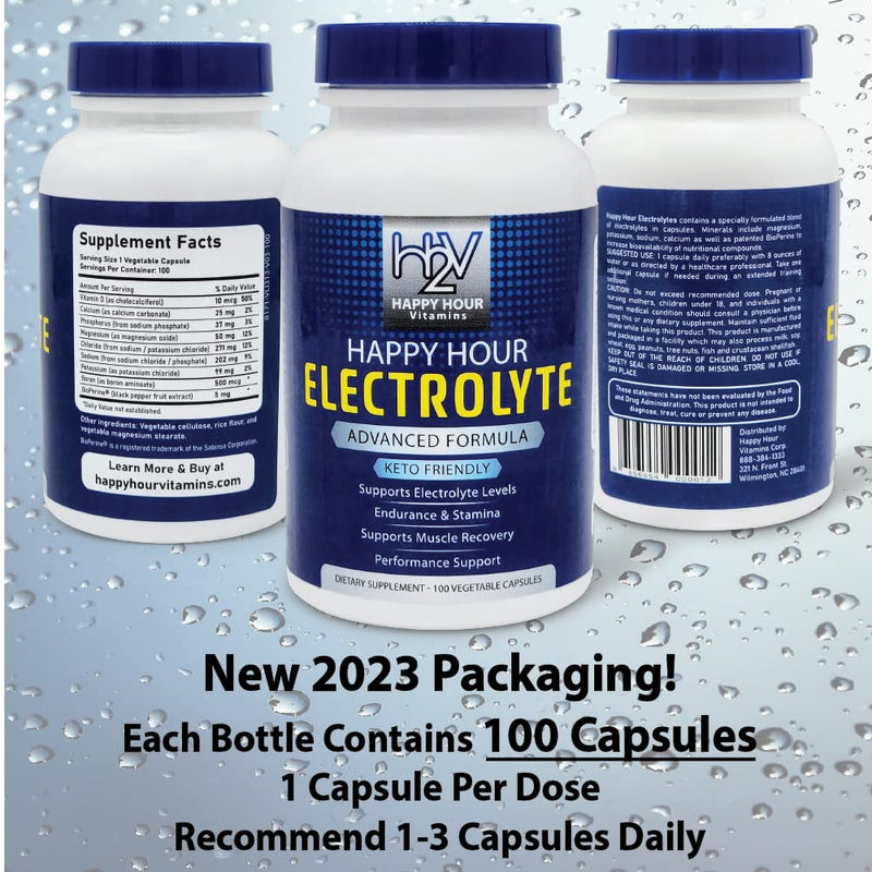 Electrolyte Pill- 100 Pills- Dehydration, Muscle cramping, Performance, Keto & Rapid Recovery. Vegetarian Capsules w/Magnesium, Potassium, Sodium & Calcium Hydration Supplement