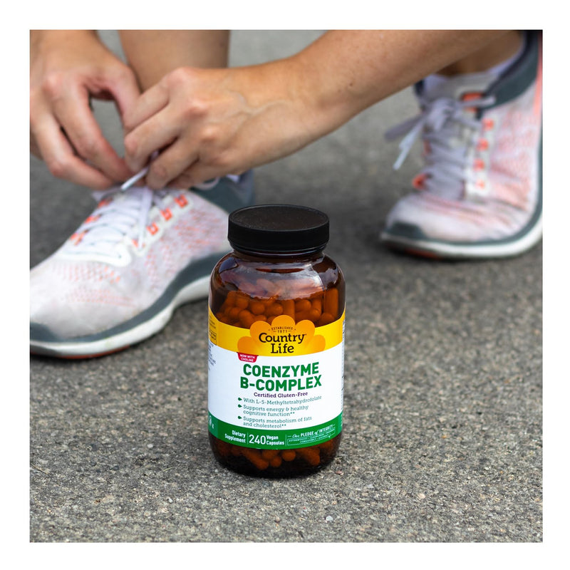 Country Life Coenzyme B-Complex with Methylfolate and B12, 240 Capsules | Includes coenzyme forms of B vitamins plus choline, inositol and alpha lipoic acid for energy and cognitive support Unflavored 240 Count (Pack of 1)