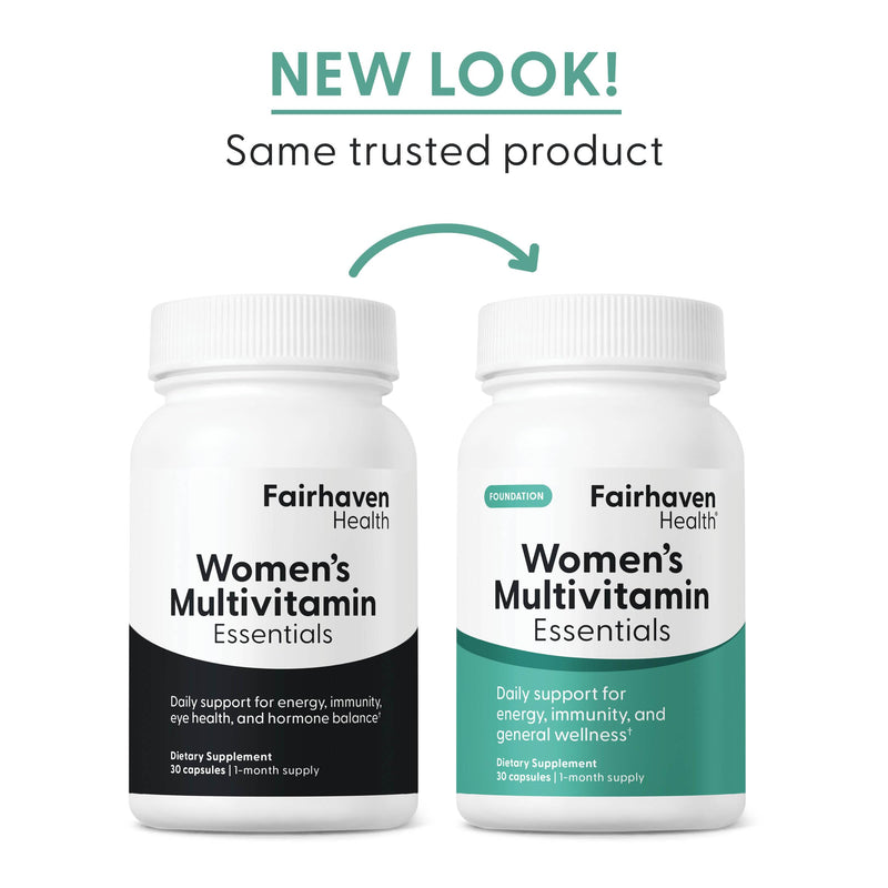 Fairhaven Health Womens Multivitamin Essentials | Once Daily Multivitamin for Women Support for Energy, Immune Health, Eye Health, Hormone Balance | Gluten, Dairy, Soy Free | Vegan | 30 Capsules