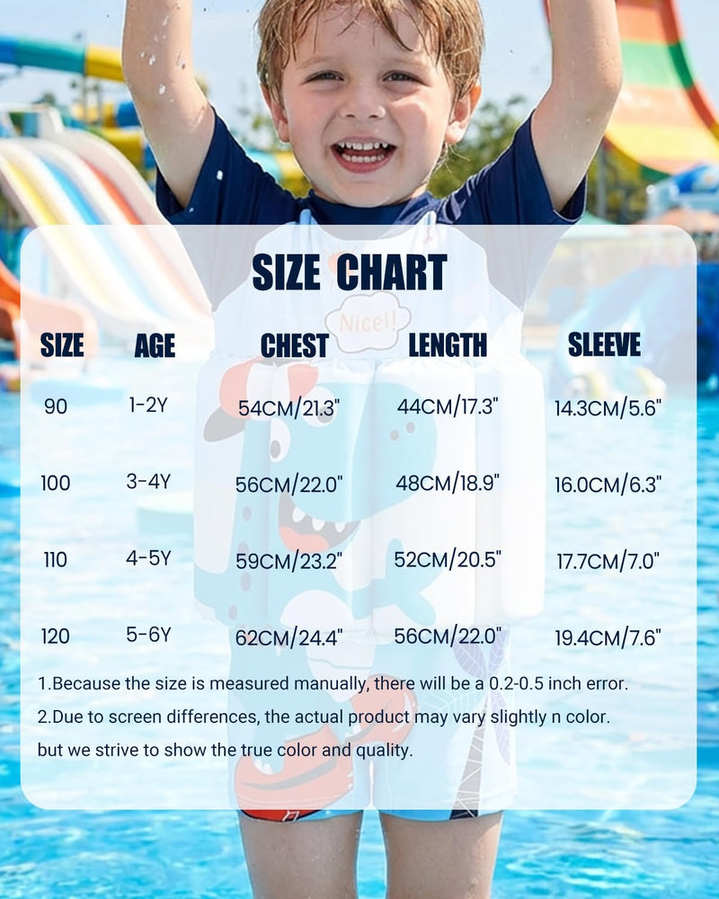 Toddler Floatation Swimsuit Boys 1-6T, One Piece Float Suit with Built-in Floats, UPF 50+ Floating Bathing Suit White Dinosaur 3-4T - BeesActive Australia