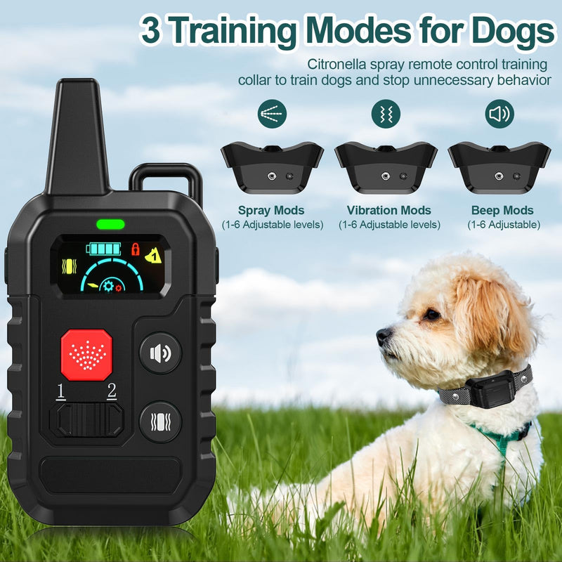 Citronella Training Collar, Dog Bark Training Collar [No Citronella Refill] Spray Dog Training Collar for L/M/S Dogs Dog Bark Collar with Beep/Vibration/Spray Mode & 6 Adjustable Sensitivities Black - BeesActive Australia