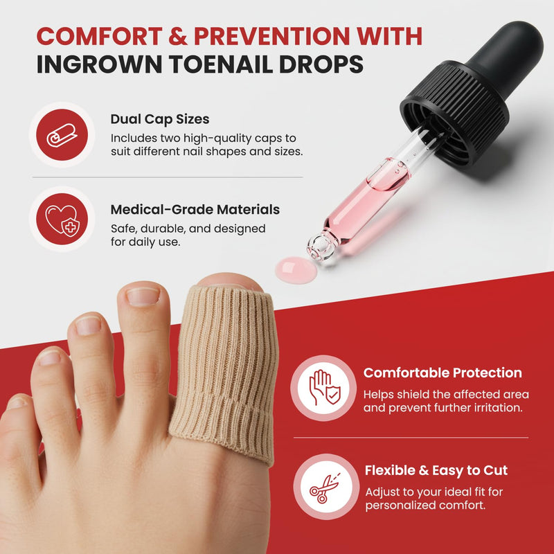 Treatonic Ingrown Toenail Treatment - Ingrown Toenail Pain Reliever and Softener Kit for Easy Trimming with Silicone Gel Toe Caps Ingrown Toenail Drops - BeesActive Australia