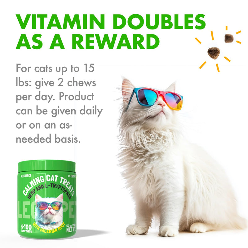 Cat Calming Treats Natural Anxiety Relief for Indoor Cats Stress & Travel Storm Separation Support Helps with Vet Visits, Grooming & Loud Noises Soothing Behavior Aid 100 Yummy Chews - PawsPlanet Australia