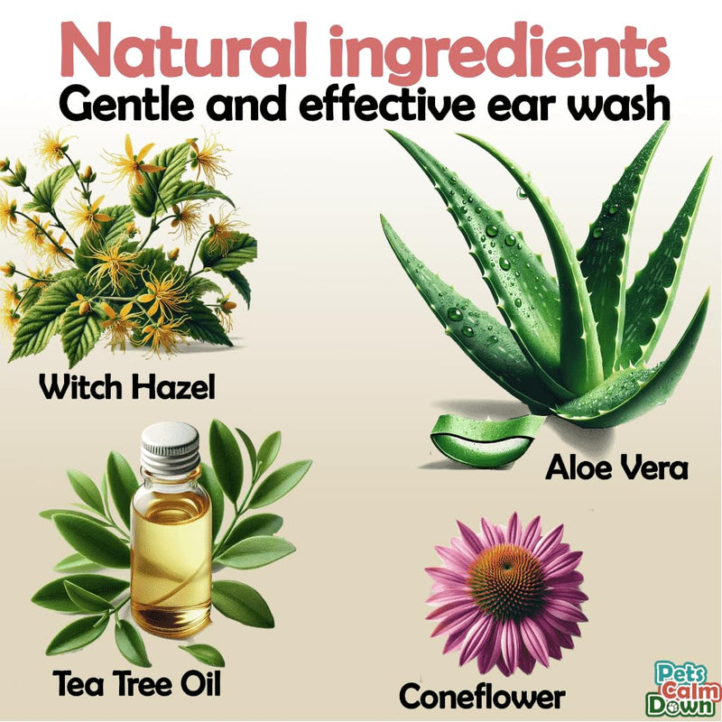 Ear Wash | Antibacterial Dog Ear Cleaner Drops | Soothes Itching, Odors & Discomfort | Removes Wax Build-Up, First Aid Antiseptic Ear Drops for Dogs | 118ml