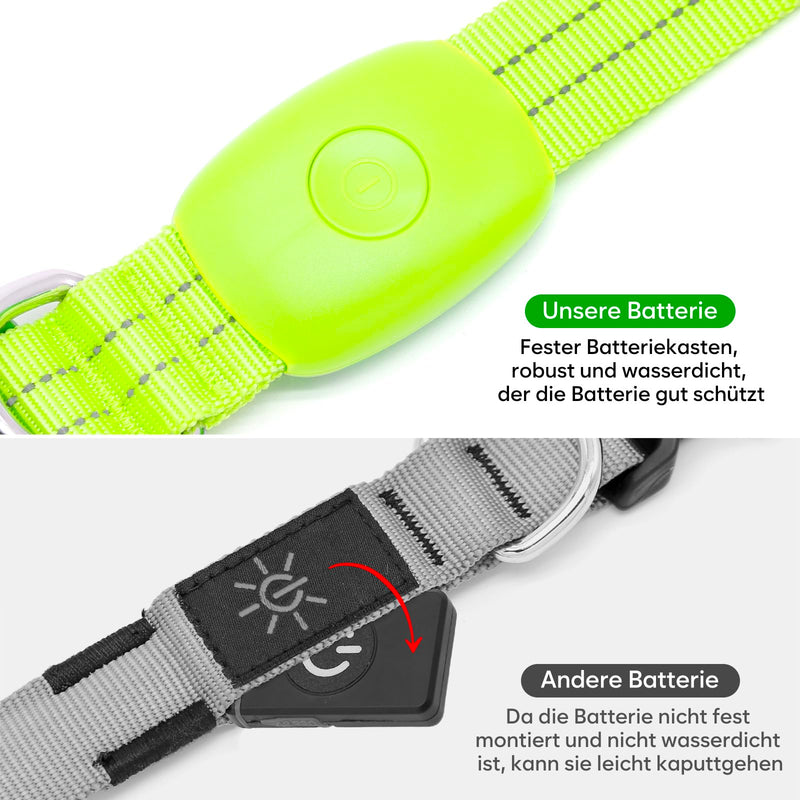 PZRLit Luminous Dog Collar Rechargeable, Dog Collar Luminous for Small Medium Large Dogs, Adjustable LED Collar for Dogs for Night Safety Green, Medium Green - BeesActive Australia