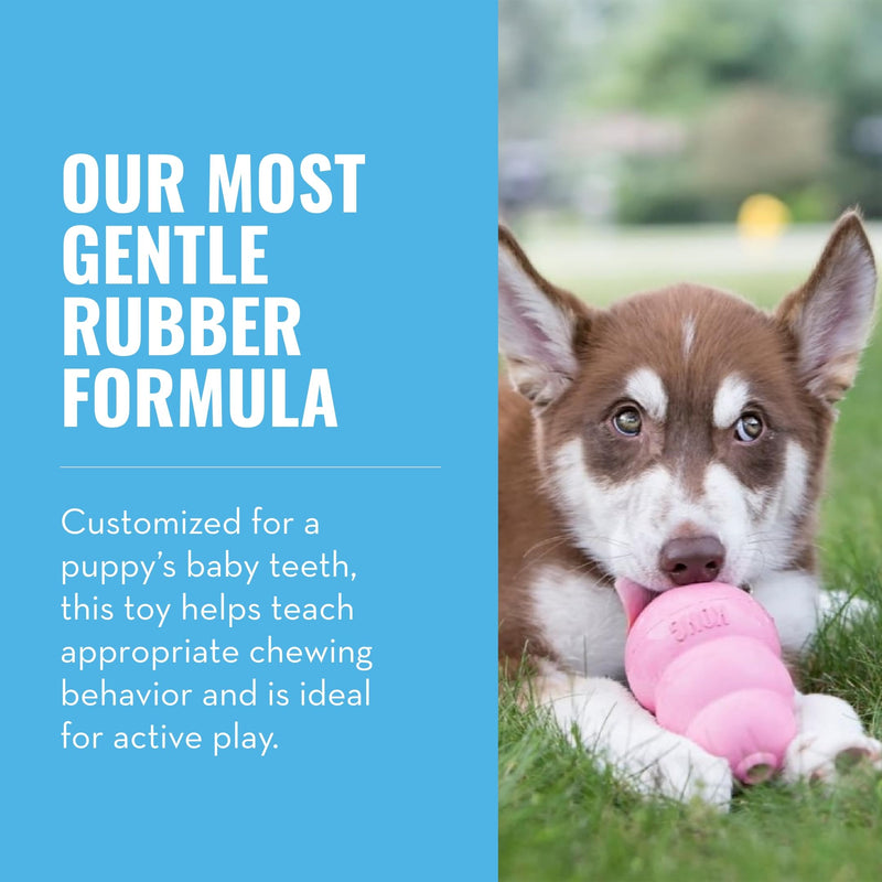 KONG Puppy - Natural Teething Rubber Chew Toy for Dogs - Stuffable Dog Toy for Extended Playtime - Chew & Fetch Toy for Puppies - for Small Puppies - Pink Small (Pack of 1)