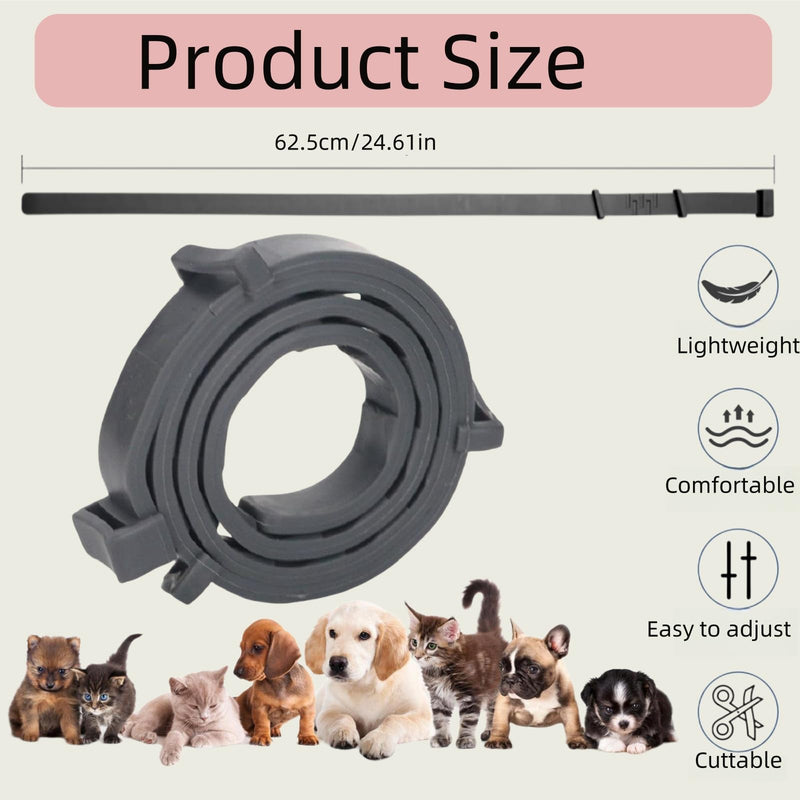 Flea collar for cats, flea collar for dogs, small, tick flea protection collar, flea tick collar for dogs and cats, waterproof and adjustable Nero L