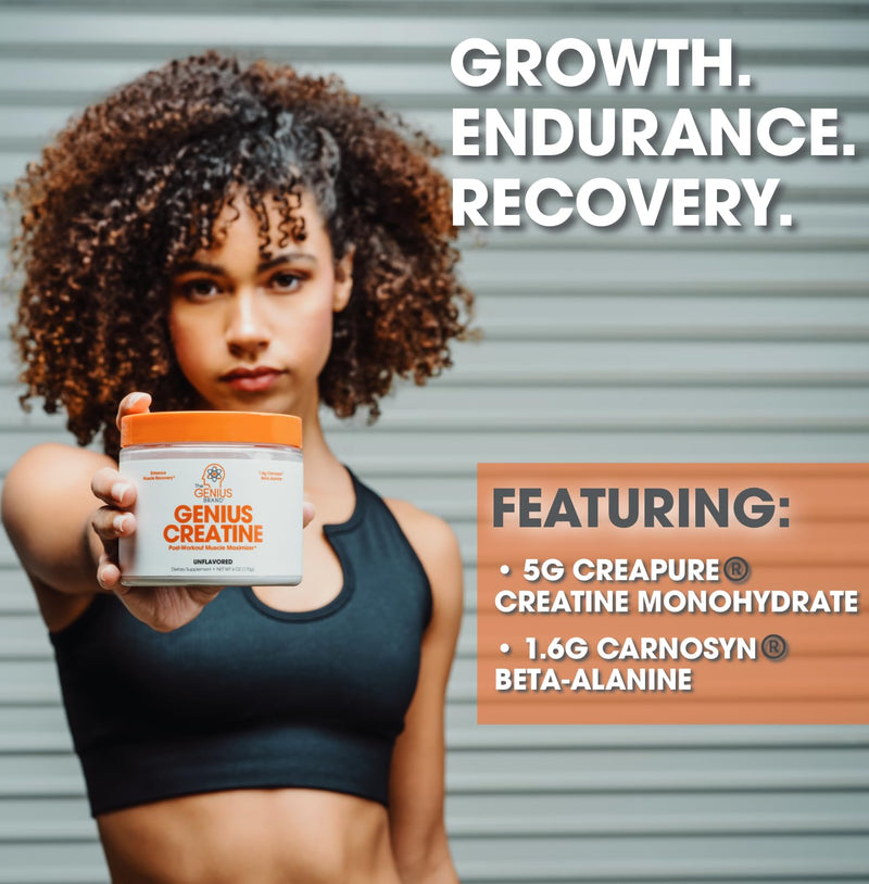 Genius Micronized Creatine Monohydrate Powder, Post Workout Supplement, Unflavored - 100% Naturally Flavored & Sweetened - Supports Muscle Building, Cellular Energy & Cognitive Function – 170g - BeesActive Australia