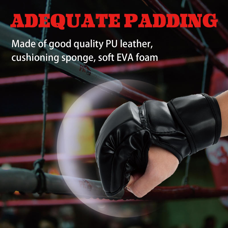 2 Pairs Boxing Gloves Kickboxing Gloves for Men Women Beginner Professional Shockproof Leather Sparring Training Gloves Set MMA Gloves BlackRed
