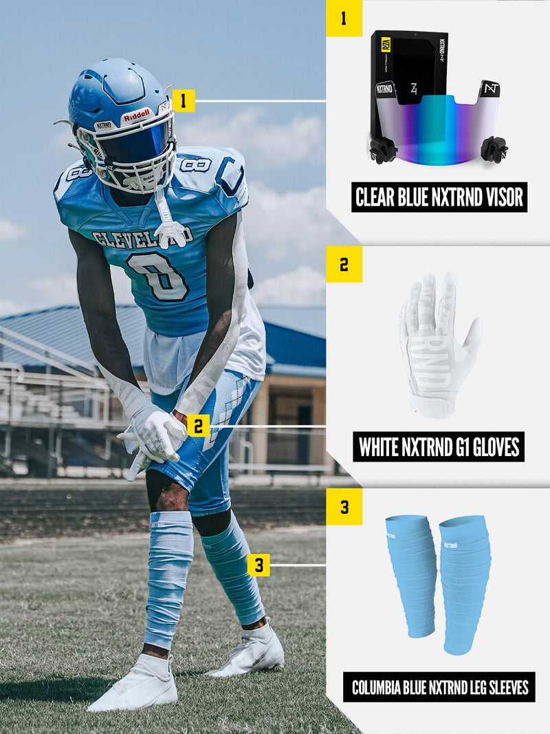 Nxtrnd Football Leg Sleeves, Calf Sleeves for Men & Boys, Sold as a Pair Columbia Blue Youth - BeesActive Australia