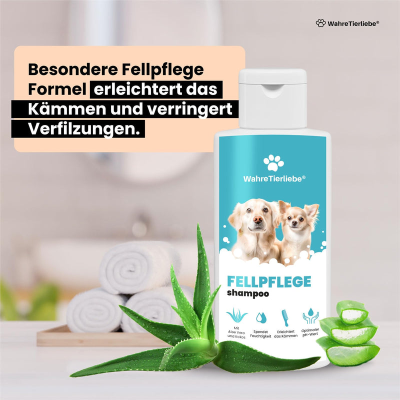 True animal love dog shampoo - moisturizing with optimal PH value and without silicones Coconut Extract & Aloe Vera | Dog shampoo against odor and dirt | Grooming dog made in Germany, 250ml - BeesActive Australia
