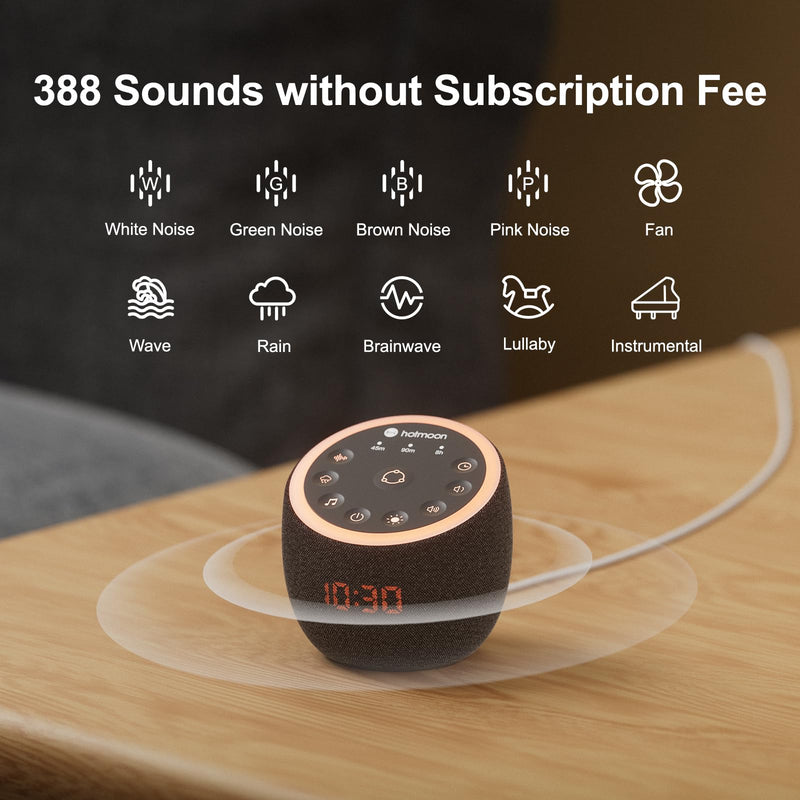 Hotmoon Cocoon Pro 2 Sound Machine 388 Soothing Sounds for Babies & Adults, Smart Night Light, Sleeping Timer, App Control, White Noise Green Noise Maker, Nature Rain Ocean Sound, Plug-in Dark-Gray - BeesActive Australia