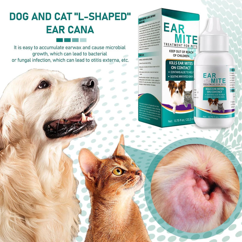 Dog Ear Drops,Dog Ear Cleaner,Non Irritating Antibiotic Ear Drops,Dog Ear Infection Treatment for Dogs Cats Comes with 4 Pet Cleaning Finger Cots