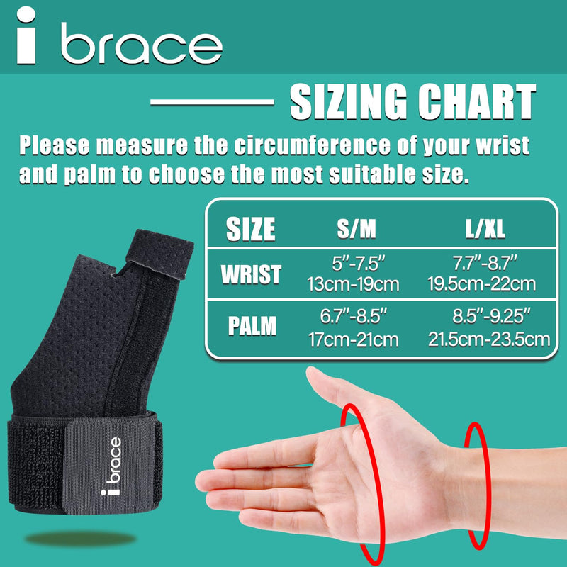 Reversible Thumb & Wrist Splint for BlackBerry Thumb, Trigger Finger, Adjustable Thumb Brace for Arthritis, Tendonitis, Sprained and Pain Relief，Wrist Stabilizer Support Carpal Tunnel，Men&Women Large/X-Large Black