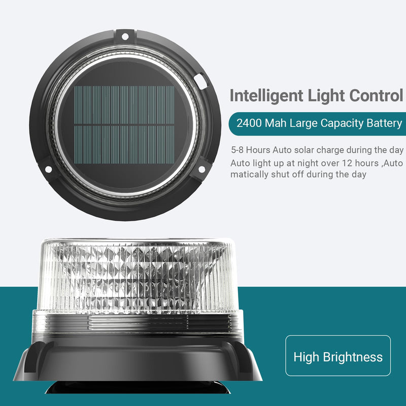 LED Anchor Light for Boat Yacht, Solar Navigation Lamp, Marina Dock Barge Safety Beacon Lights, Strobe Warning Light, Magnetic & Suction Mount, Auto On/Off, for Boats Factory Dock, White
