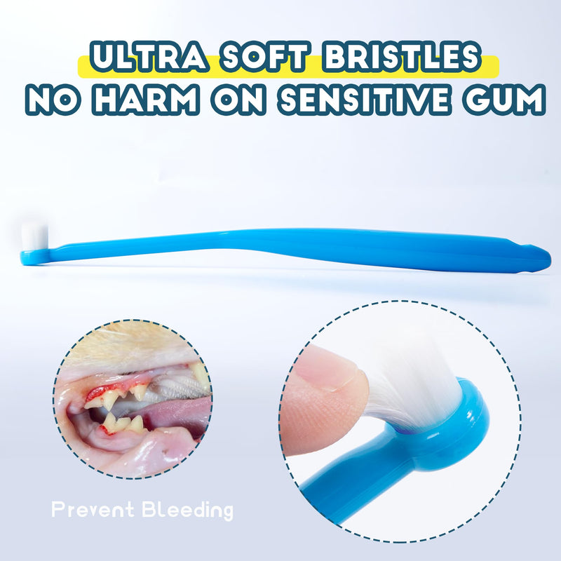Small Dog Toothbrush, Cat & Puppy Tooth Brushing Kit, Ultra Soft & Mini Head Teeth Brush for Kitten & Tiny Pet, Doggy Toothbrushes Deep Dental Cleaning, 2 PCS - Blue 1 Count (Pack of 2)
