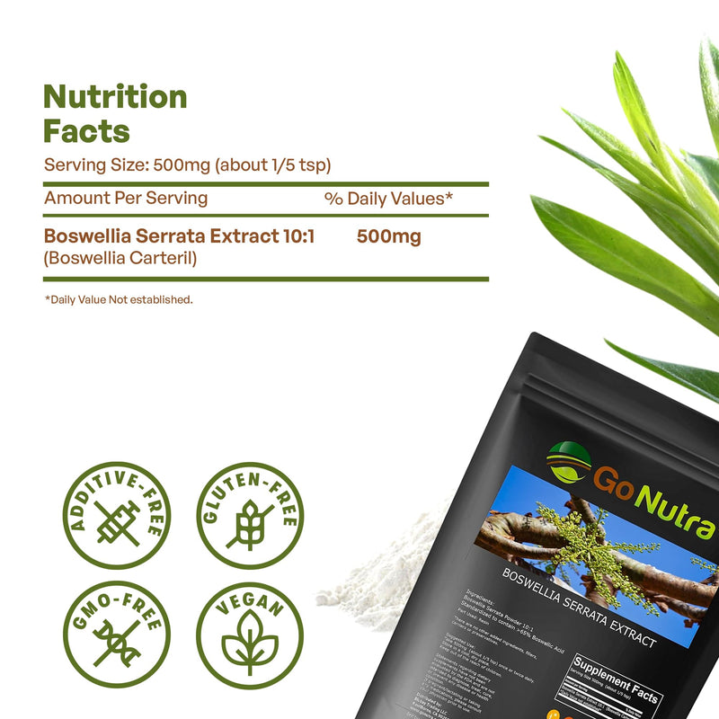 Go Nutra Boswellia Serrata Extract Powder 10:1 Strength 65% Boswellic Acid Frankincense Supplement Joint Support - 8 oz. - BeesActive Australia