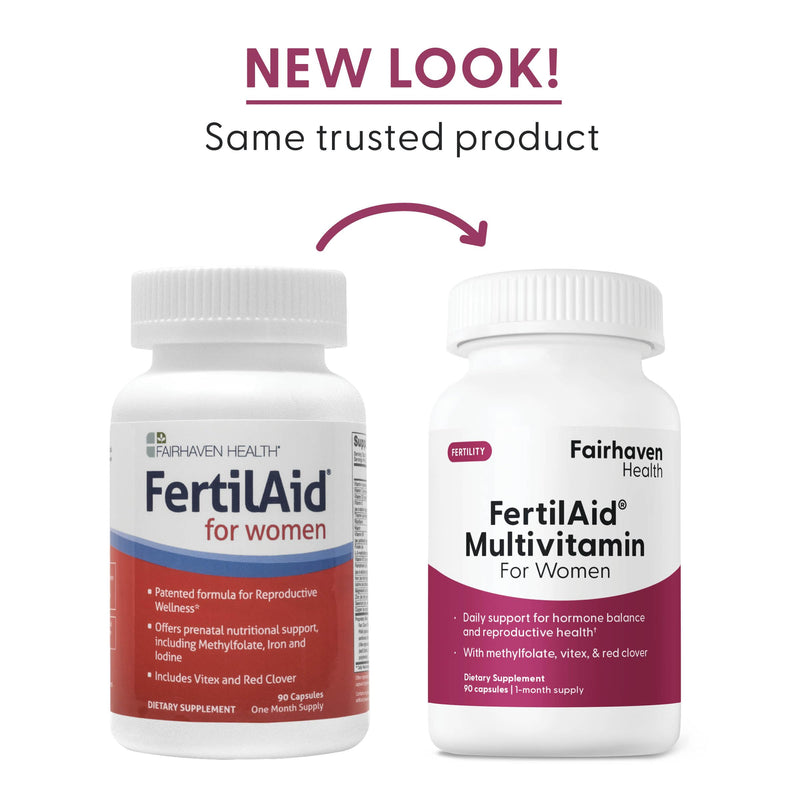 Fairhaven Health FertilAid for Women | Prenatal Vitamin Fertility Supplements for Women | Conception for Her with Vitex and Folate | Support Cycle Regularity and Ovulation* | 180 Vegan Capsules 90 Count (Pack of 2)