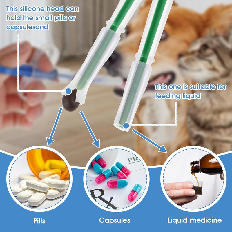 Tablet Dispenser for Cats, 2 Pieces Tablet Dispenser Cat Protects Teeth and Gums, Soft Tip, Suitable for Cats, Dogs and Small Animals, for Eating Accessories (Red, Green) - BeesActive Australia