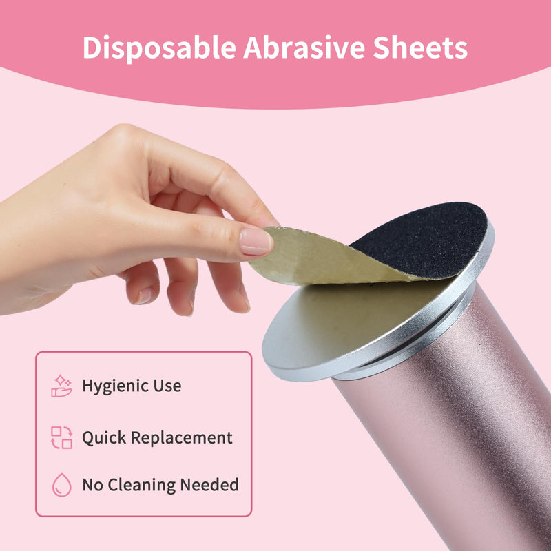 4.8IN Longer Electric Foot Callus Remover with 80pcs Sandpaper Discs, Professional Aluminum Callus Remover for Feet, Stepless Speed Control Pedicure Tools for Dead Skin (Pink) Pink - BeesActive Australia