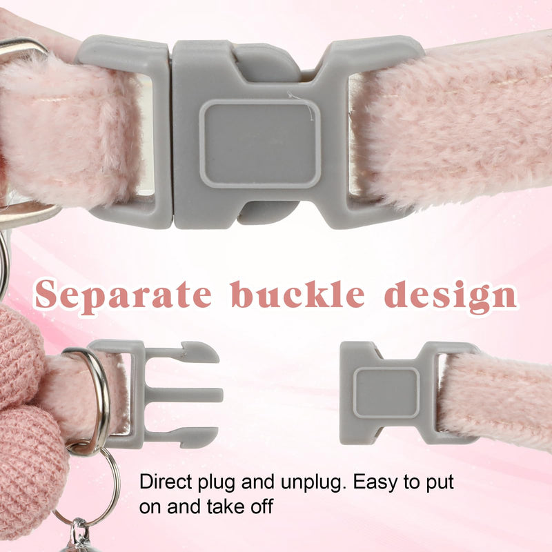 2 PCS Pink Kitten Collar with Flower Pink Cat Collar with Breakaway Safety Buckle, Cat Collar with Bells Flannel Kitten Collar with Bell, Adjustable 7-12 Inch Breakaway Cat Collars Pet Supplies - BeesActive Australia