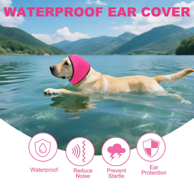 Dog Ear Muffs No Shake Ear Wraps for Dogs Ear Protection for Noise & Anxiety Relief Comfort Calming Hoodie, Protection Firework Grooming Bathing and Force Drying (Pink M) Pink