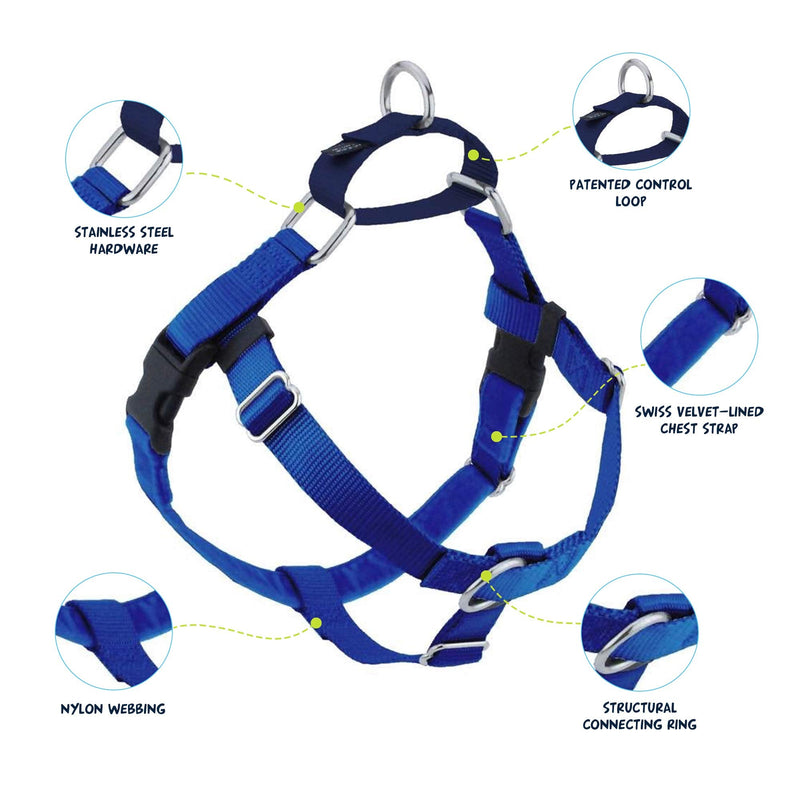 2 Hounds Design Freedom No Pull Dog Harness | Comfortable Control for Easy Walking |Adjustable Dog Harness and Leash Set | Small, Medium & Large Dogs | Made in USA | Solid Colors | 1" LG Royal Blue LG (Chest 28"- 32") - BeesActive Australia